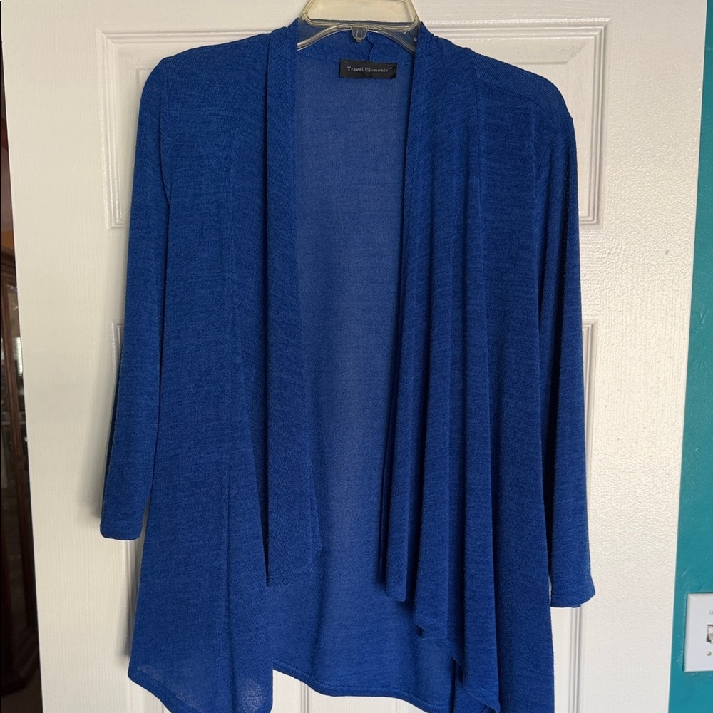 Open-Front Draped Cardigan in Cobalt Blue